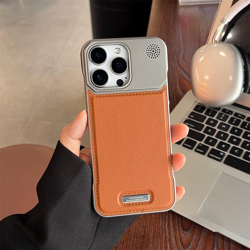 Premium Leather Magnetic Frameless Phone Case For iPhone 16 15 14 13 12 11 17 Pro Max Plus 16E Plating Protector Aroma Cover