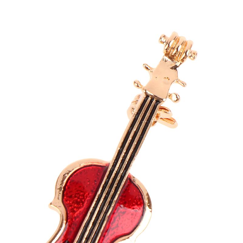 1ks Elegantní červené housle Pins Brože Lady Instruments Brož Šperky