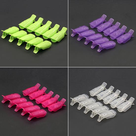 10x Bowknot Plastic Nail Art Soak Off Clip Cap UV Gel Polish Remover Wrap Tool