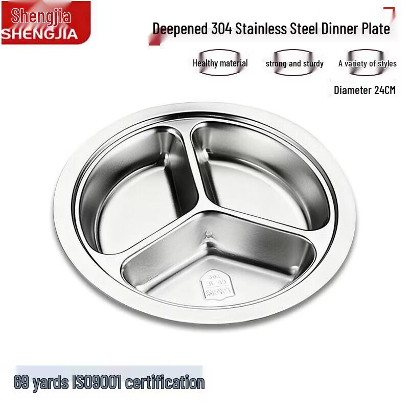 304 Stainless Steel 3-Compartment Kids  Meal Plate