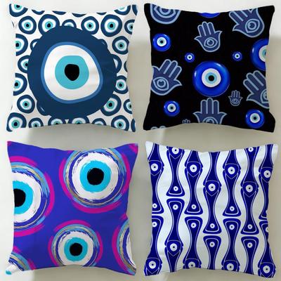 Fashion Eevil Eye Symbolew Cushion Cover Soft  EasyWash Pillow Case  Versatile for Couch Bed Travel and Office