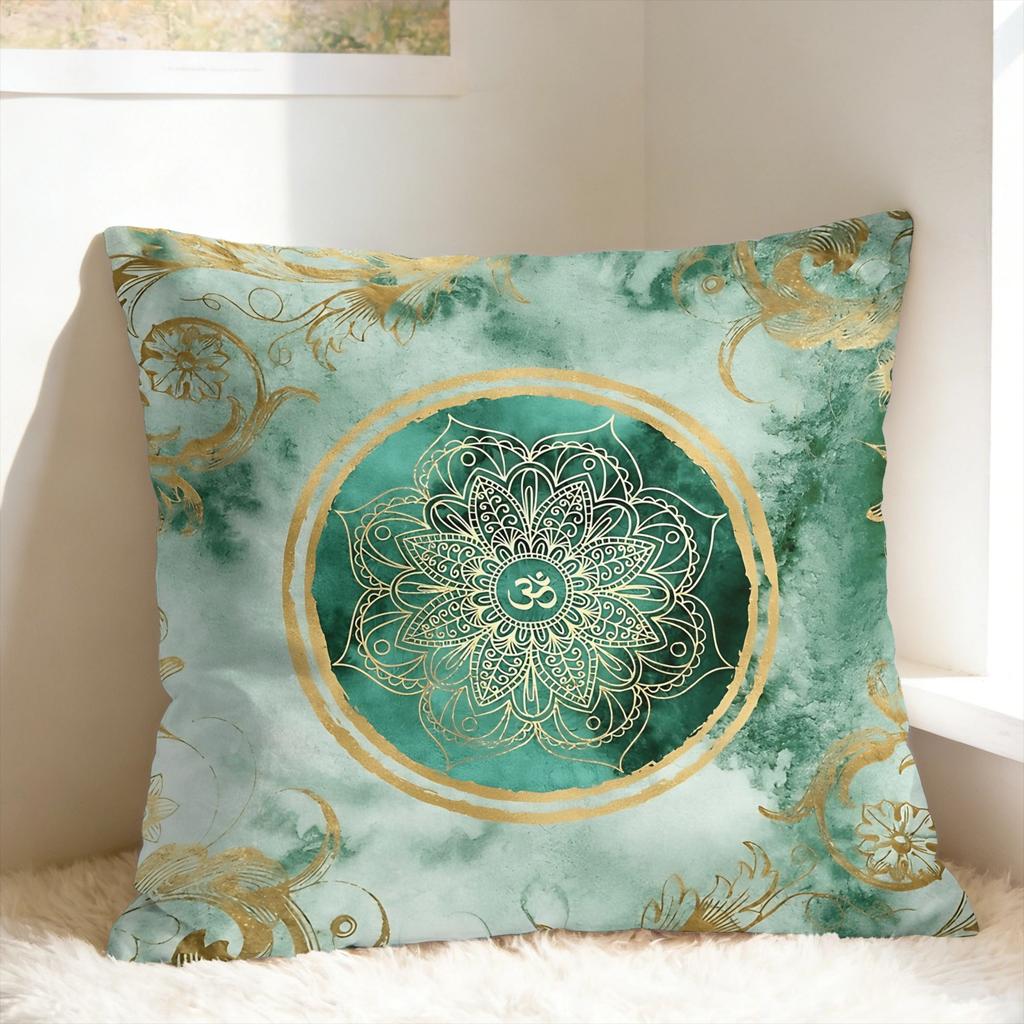 Luxury Golden Mandala Om Pillow Case Square Pillow Cover Morden Cushion Cover For Living Room Bed Chair