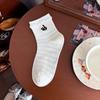 Cute Animal Embroidery Mid-Calf Socks - Trendy Spring/Summer School Style