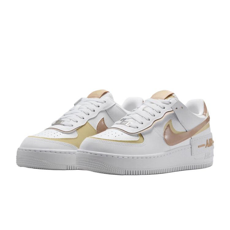 New Nike Air Force 1 Low Shadow White Team Gold Rattan Women's DZ1847-111