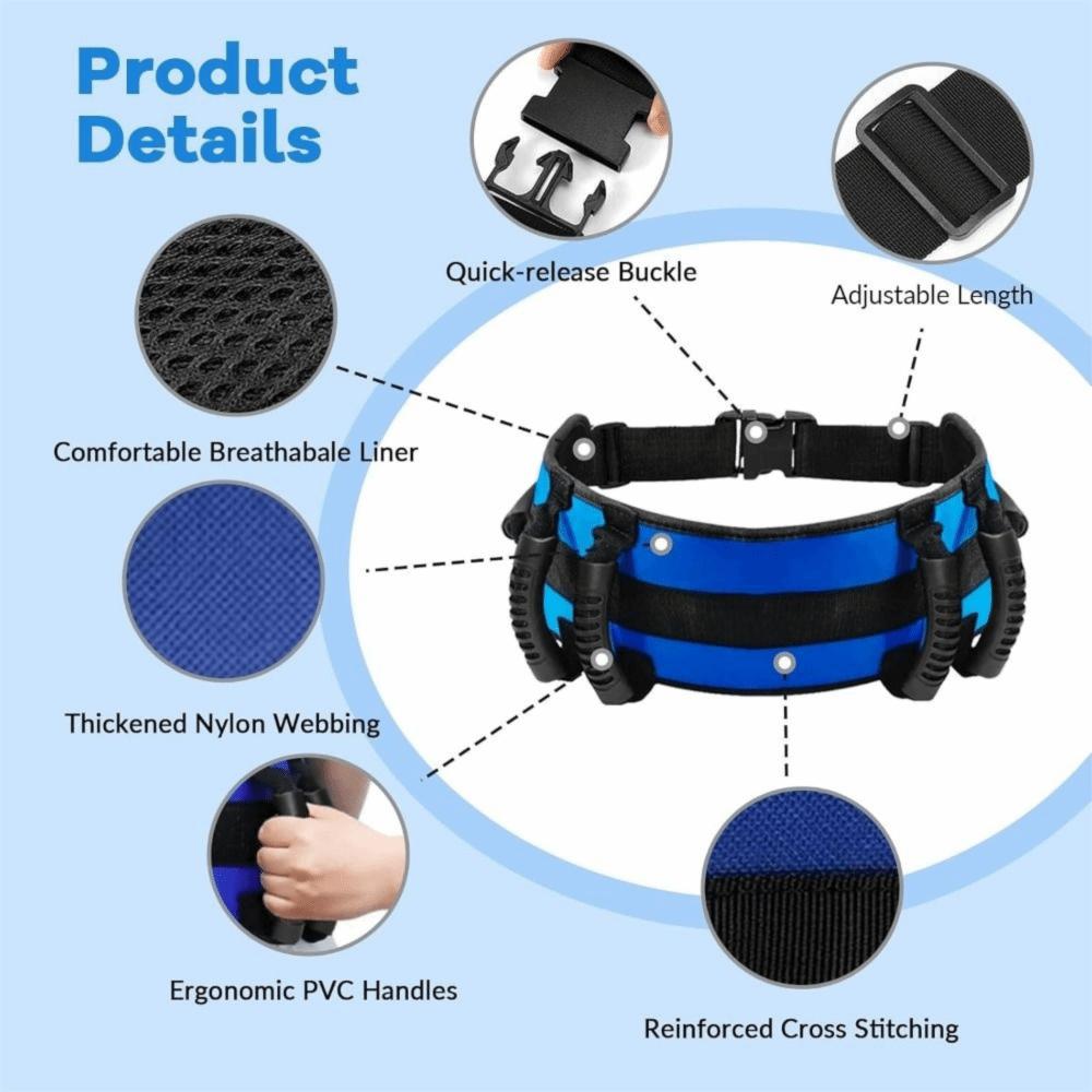 Anti-Slip Gait Belt for Seniors 6 Nylon Padded Handles Walking Assist Aid  Patients