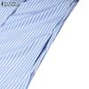 ZANZEA Women Turn Down Collar Casual 3/4 Sleeve Loose Stripe Dress