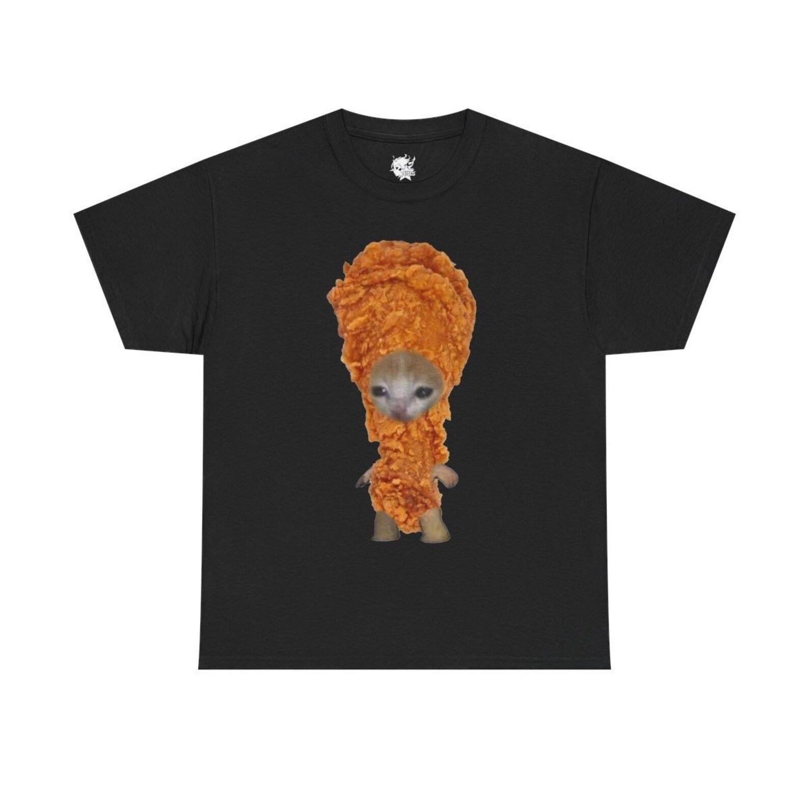 Meme Cat Drumstick Graphic Boxy T-Shirt, y2k, graphic tee, kitty, animal 3XL
