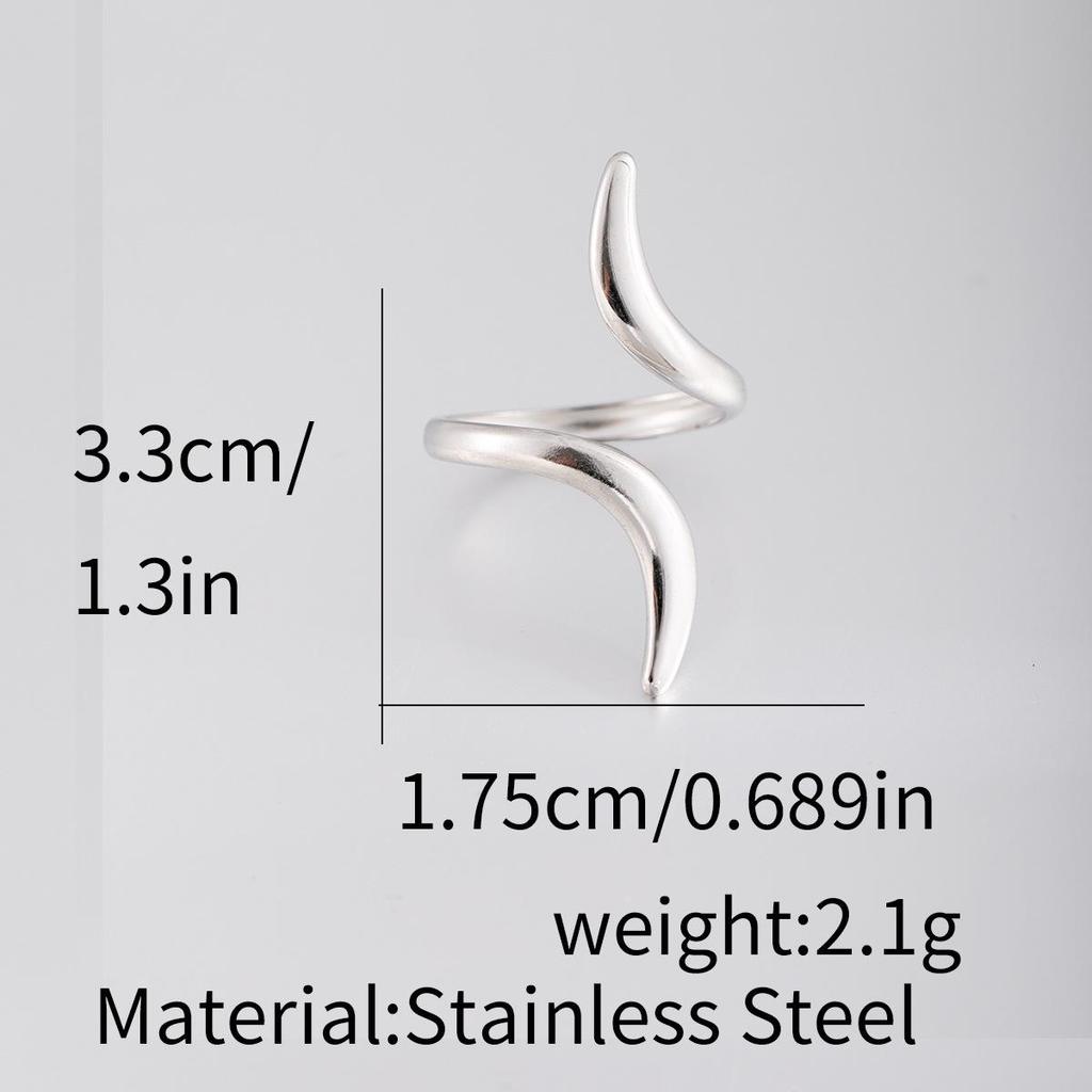 Stainless Steel Adjustable Open Ring - Colorfast Titanium Jewelry