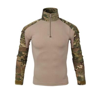 Camisa Esportiva Tática de Manga Longa com Gola Alta Camuflada