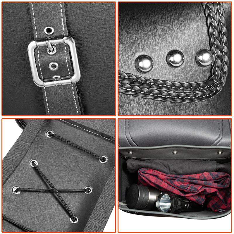 A Pair of Motorcycle Saddlebags Synthetic PU Leather Side Bags Tool Storage Bag Universal Fit For Honda/Suzuki/Kawasaki/Yamaha