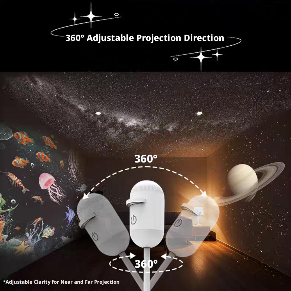 LED Sunset Wireless Charging Night Light HD Galaxy Star Projection Lamp Night For Bedroom Decoration Plug Play Kids Gift