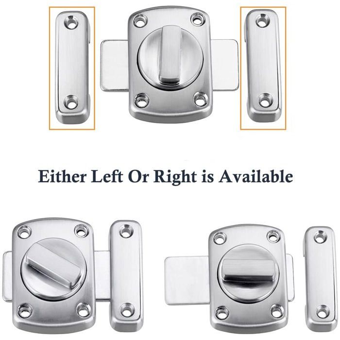 Loquet rotatif de sécurité en acier inox brossé 55 mm – verrou meuble/porte argent