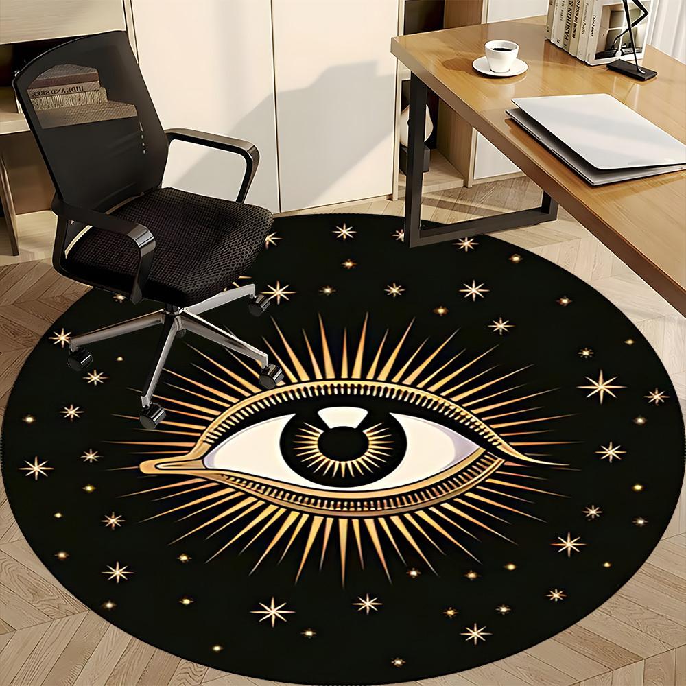 1PC Eye Stars Office Round Area Rug, Mat Suitable For Office, Under Office Chairs Bedroom Living Room Home Decor, Room Deco