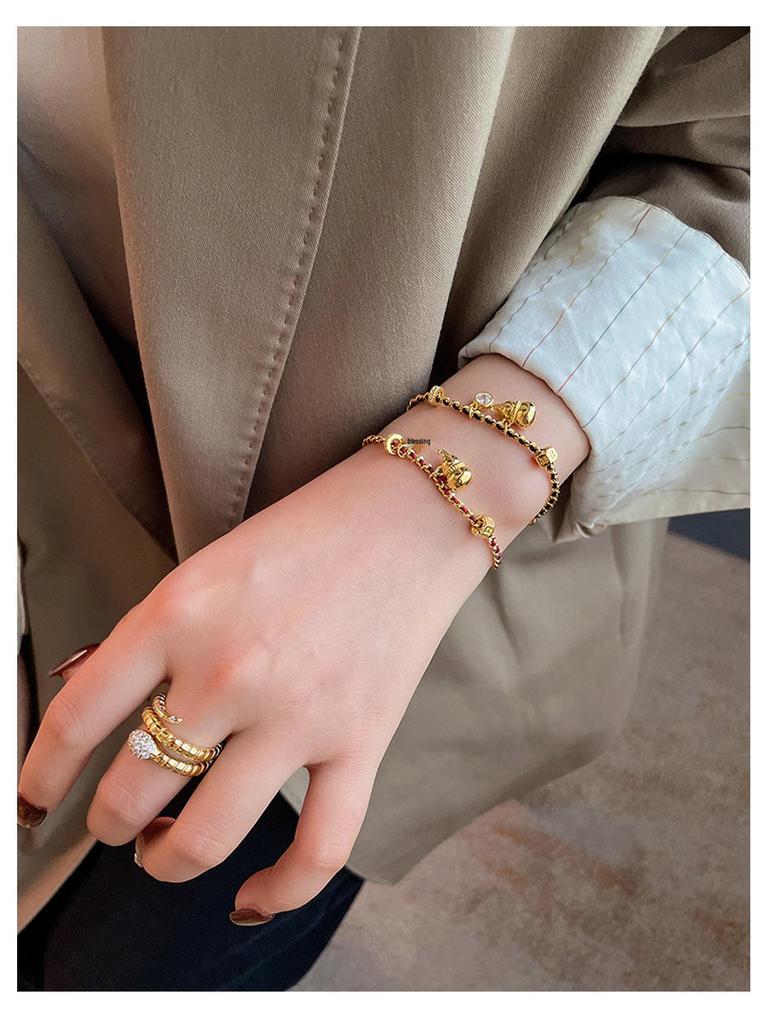 Elegant Chinese Gourd Black Rope Bracelet: Women's Luxury Red Rope Hand Jewelry