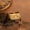 Thumb Ring Geometric Lines Shape Adjustable Opening Design Finger Ring Stainless Steel Finger Band Versatile Jewelry Gift