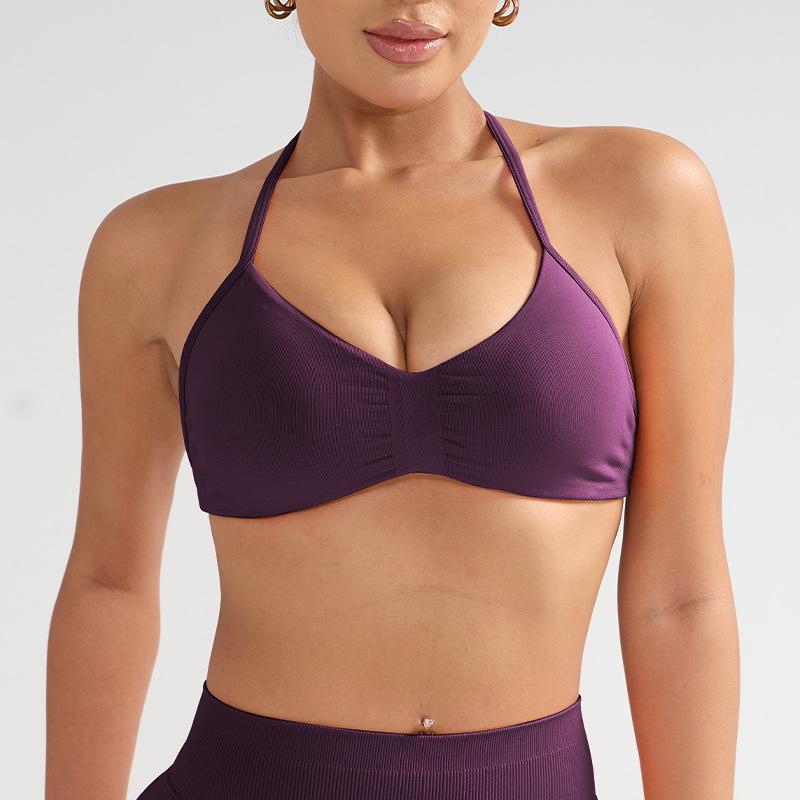 Dfyne Stoßfester Neckholder-Sport-BH mit Brustpolster - High-Intensity-Yoga-Camisole für Damen