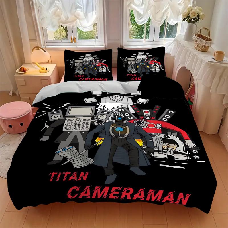 Titan Cameraman Adventure Print 3Pcs Bedding Setduvet Cover With 2 Bedropillowcase Home Birthday Gift
