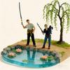 Artistic 1/64 Scale Miniature Fishing Figure Resin Attractive Mini Fishing Scene Resin Ornament for Decorative Use Gift