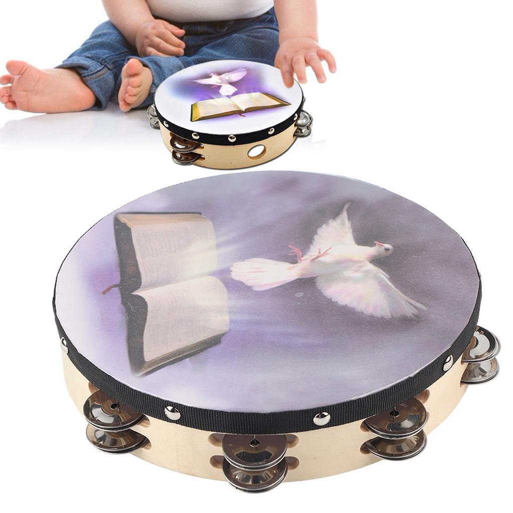 Tambourine Double Row Metal Jingle Handheld Percussion for Church Party25cm