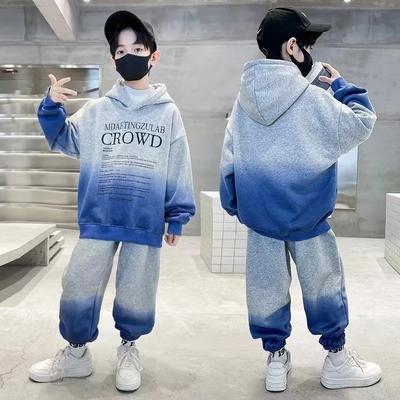 Boys' Spring/Fall Transition Set Oversized Hooded Sweatshirt + Sweatpants Casual Sports Two-Piece Set