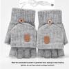 USB Heated Gloves Fingerless for Men Women Acrylic Fiber Electric Hand Warming Gloves for Winter Skiing Gaming Light Gray