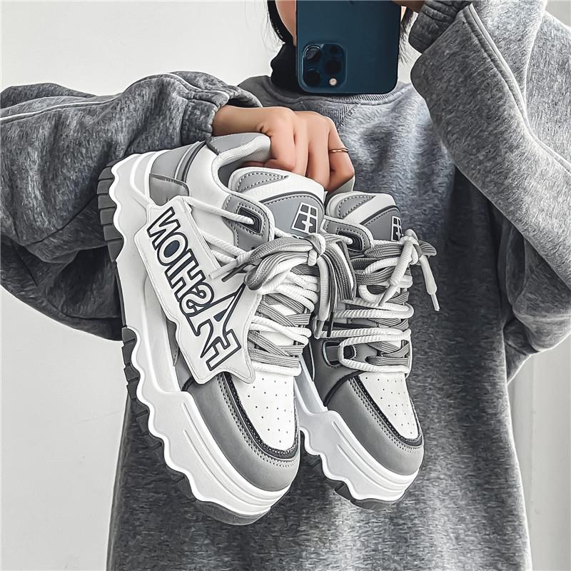 

Bread winter feeling niche thick baseplate shoes heightening sports casual dad trendy shoes 39 ready to ship серый