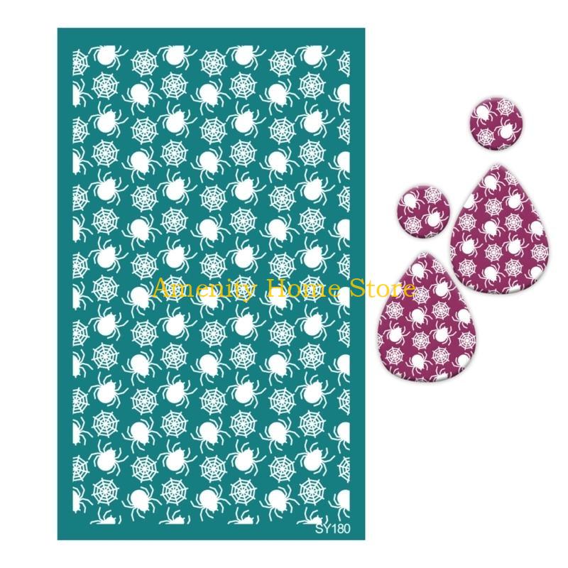 F26C Halloween Silk Screen Stencils for Clay Earrings Making, Self-Adhesive Silkscreen Print for Printing Clay Wood Fabric