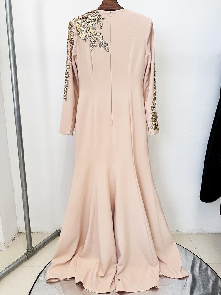 2026 Europäisches & Amerikanisches Designer-Langes Ballkleid mit Starker Perlenstickerei & Strasssteindetails