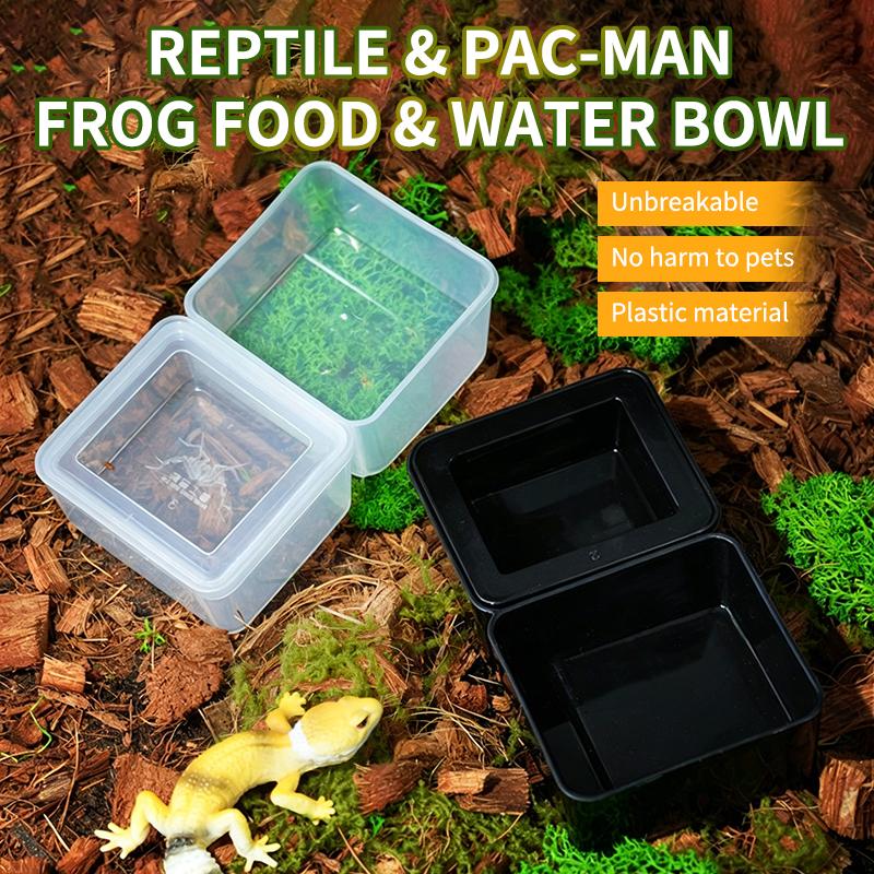 Reptile Breeding Feeder Box Plastic Anti Escape Feeding Bowl Black White Options for Lizard Snake Habitat
