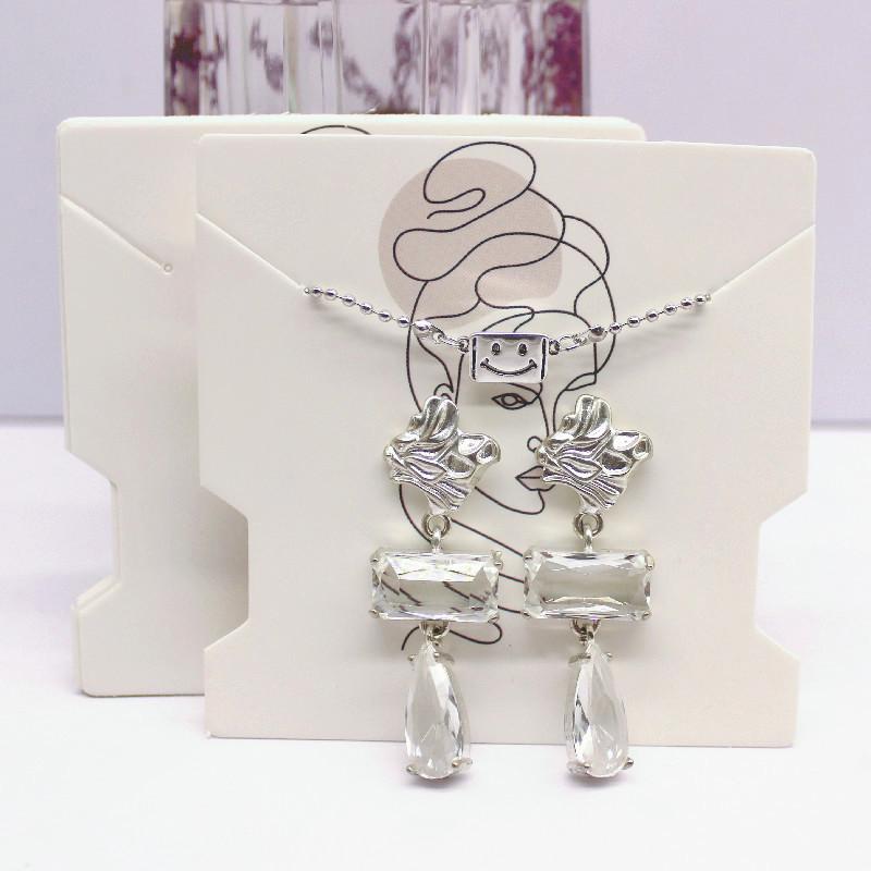 50Pcs 7.4x7.4cm White Paper Card Print Vintage Girl/cactus Girl Pattern Earring Necklace Hairband Jewelry Display Packaging Card