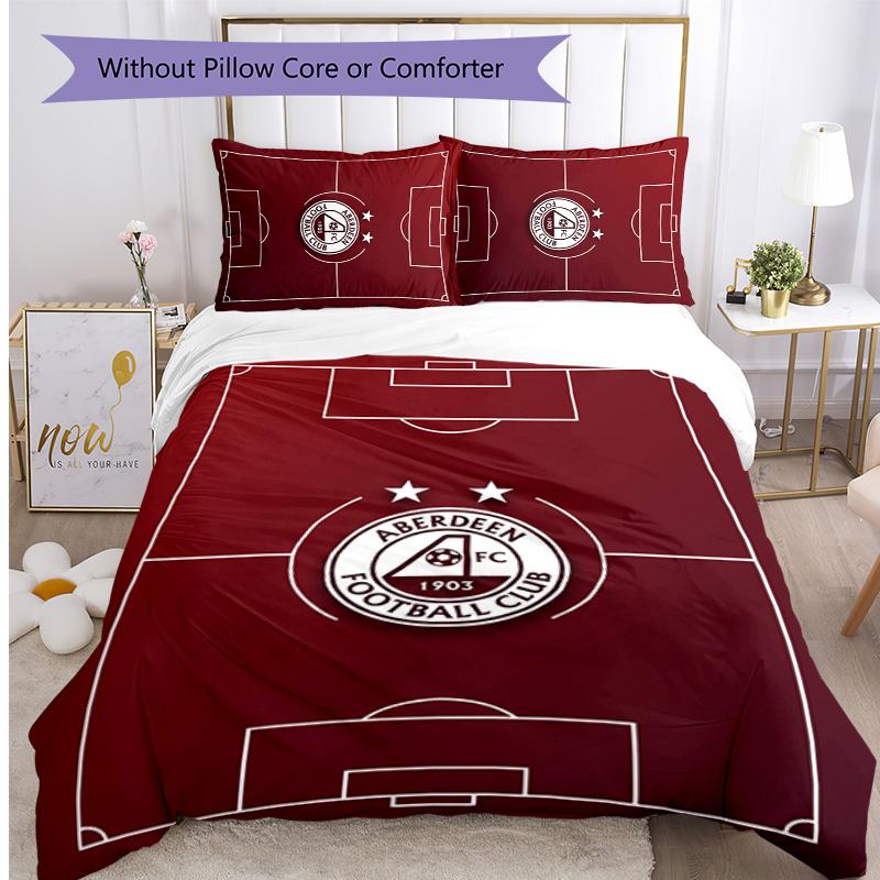 Set Biancheria da Letto Stampato Aberdeen FC 3 Pezzi Copripiumino Traspirante con Federe Biancheria da Letto Decorativa per Camera da Letto Casa