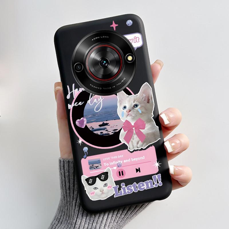 Cute Cartoon Case For ZTE Blade A75 5G/Nubia Focus 5G/Nubia Calf 5G Printing Shell Protective Cover Soft Silicone Black Casing