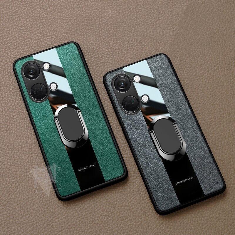 Custodia per Telefono con Anello Magnetico Per OnePlus Nord 3 5G Copertura in Pelle di Lusso Per One Plus Nord3 Elegante Capa Paraurti in Silicone Antiurto