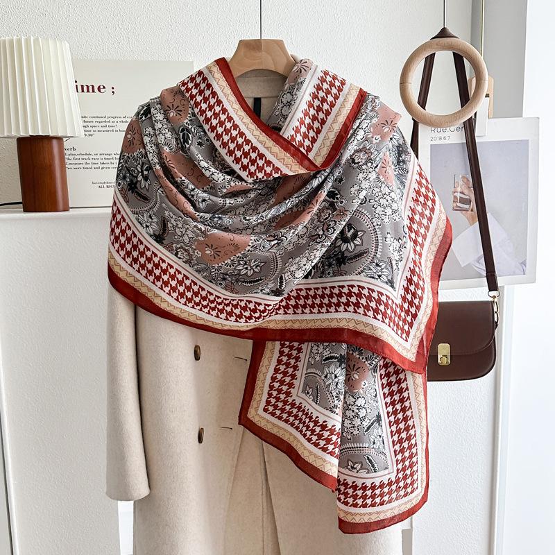 Oversized Korean Linen Shawl Dual-purpose Silk Scarf Travel Photo Sun Protection Beach Towel Extended Scarf Women's Versatile