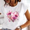 (Asian Size) Love Heart Watercolor Clothing Casual T Shirt Fashion Women Tee Top Printed Lady Female Graphic  Short Sleeve T-shirts