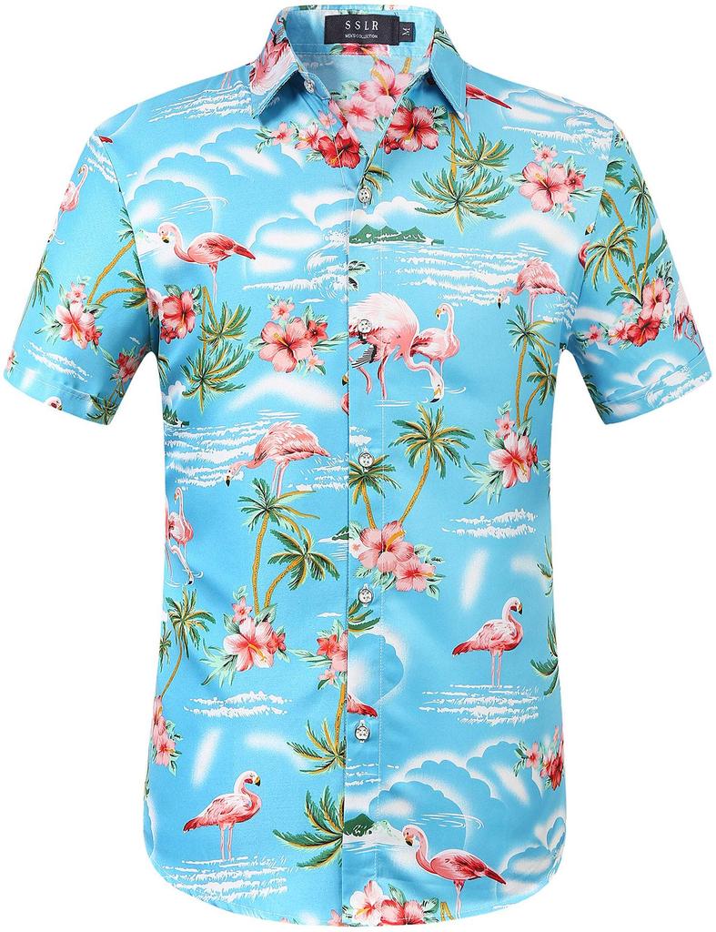 Summer Short Sleeve Flower Shirt Men'S Beach Large Size Casual 3D Digital Printing Men'S Shirt Tide