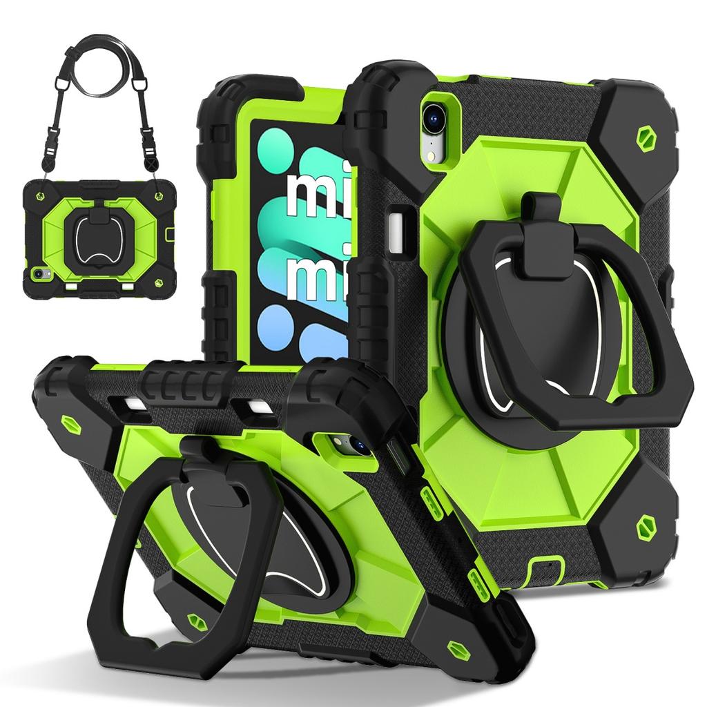 For Apple iPad Mini (2024) 360° Rotating Grip Heavy Duty Protection Stand TPU+PC 3in1 Anti-knock Shockproof Tablets PC Case