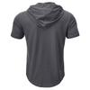 Men Green Short Sleeve Hooded Henley Neck Drawstring Casual Summer T Shirt