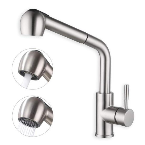 

Кухонный выдвижной вращающийся смеситель с 2 режимами струи, смеситель для воды для умывальника, раковины