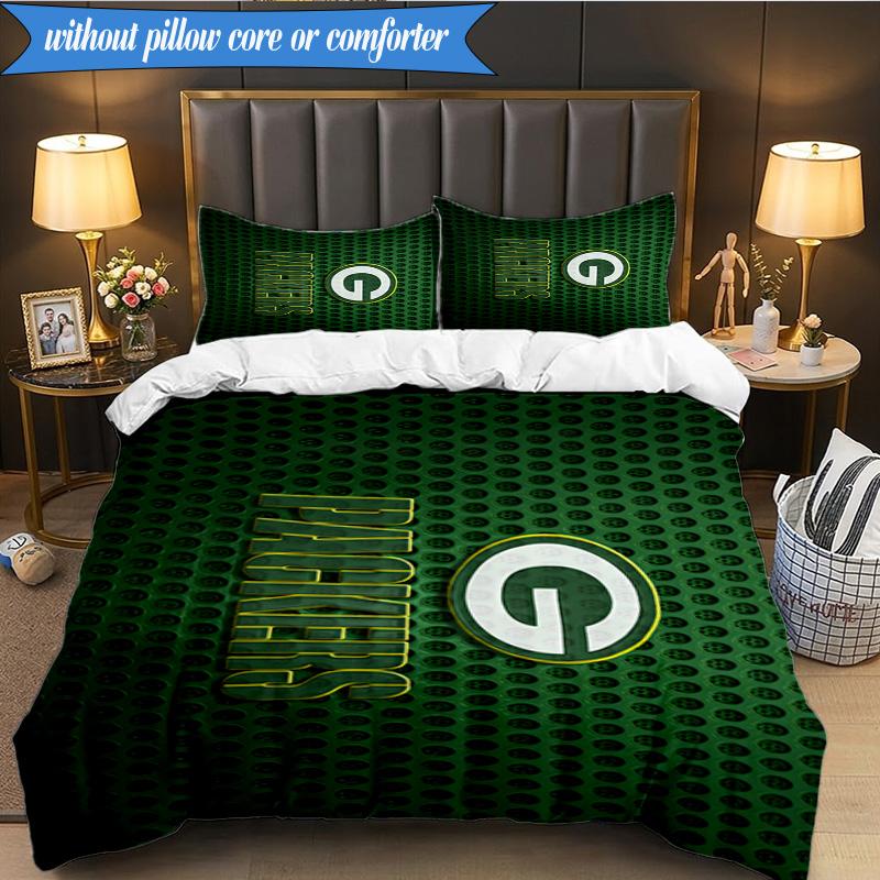 Green Bay Packers Bettwäsche-Set 3-teilig, inklusive 1 Bettbezug und 2 Kissenbezügen. Perfekt für Weihnachten, ideal für Schlafzimmer, Studentenwohnheim