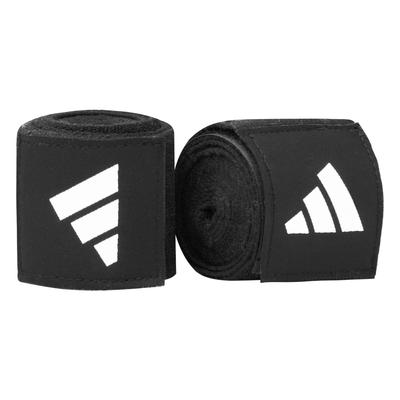 Adidas Boxing Crepe Bandages Cotton and Recycled Polyester Blend with Velcro Durable Hand Wraps for Boxing and Martial Black ADIBP03S, Eco-Friendly