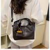 Faux Leather Bucket Handbag for Women, Vintage Style Shoulder Tote, Soft Crossbody Purse with Magnetic Closure KTB