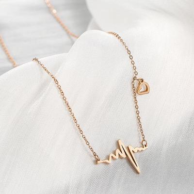 Europäische minimalistische Elektrokardiogramm-Halskette, modische Mini-Liebesherz-Anhänger, Schlüsselbein-Schmuck, Halskette, Damen-Accessoires