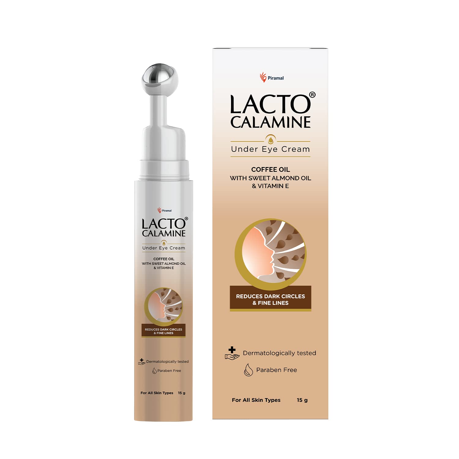 

Lacto Calamine Under Eye Cream 15g Pack for Dark Circles Puffiness Fine Lines with Cooling Roller