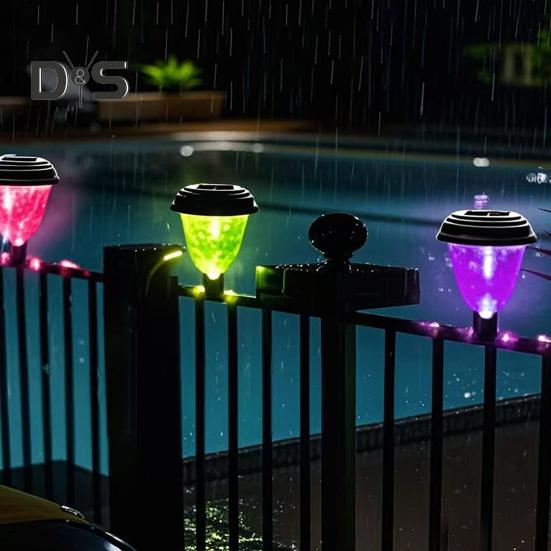 4Pcs Outdoor Decorative Solar Lights Fence Lamps Automatic ON/OFF Waterproof Energy-Efficient Easy To Install Patio Solar Lamps