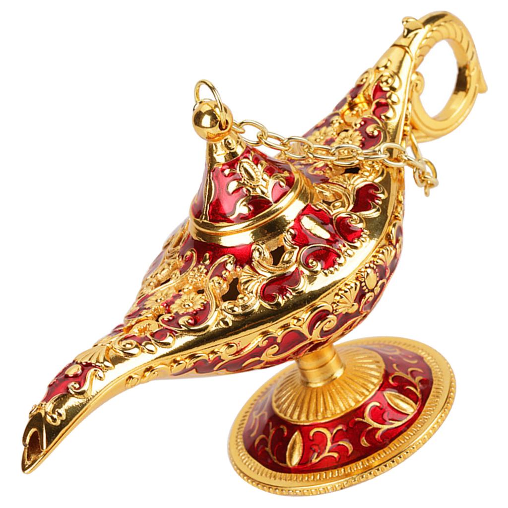 Lampada Leggendaria Intagliata in Metallo Vuota Lampada Magica Genio di Aladino Decorazione Pentola (# 1)