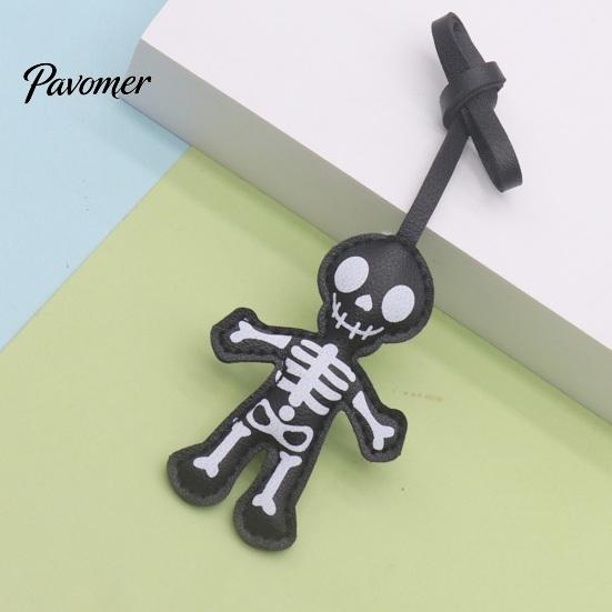 Gothic Skeleton Hanging Ornament Halloween Faux Leather Decoration, Black White Decoration Ornament, Double-sided Decor Pendant Dark Style