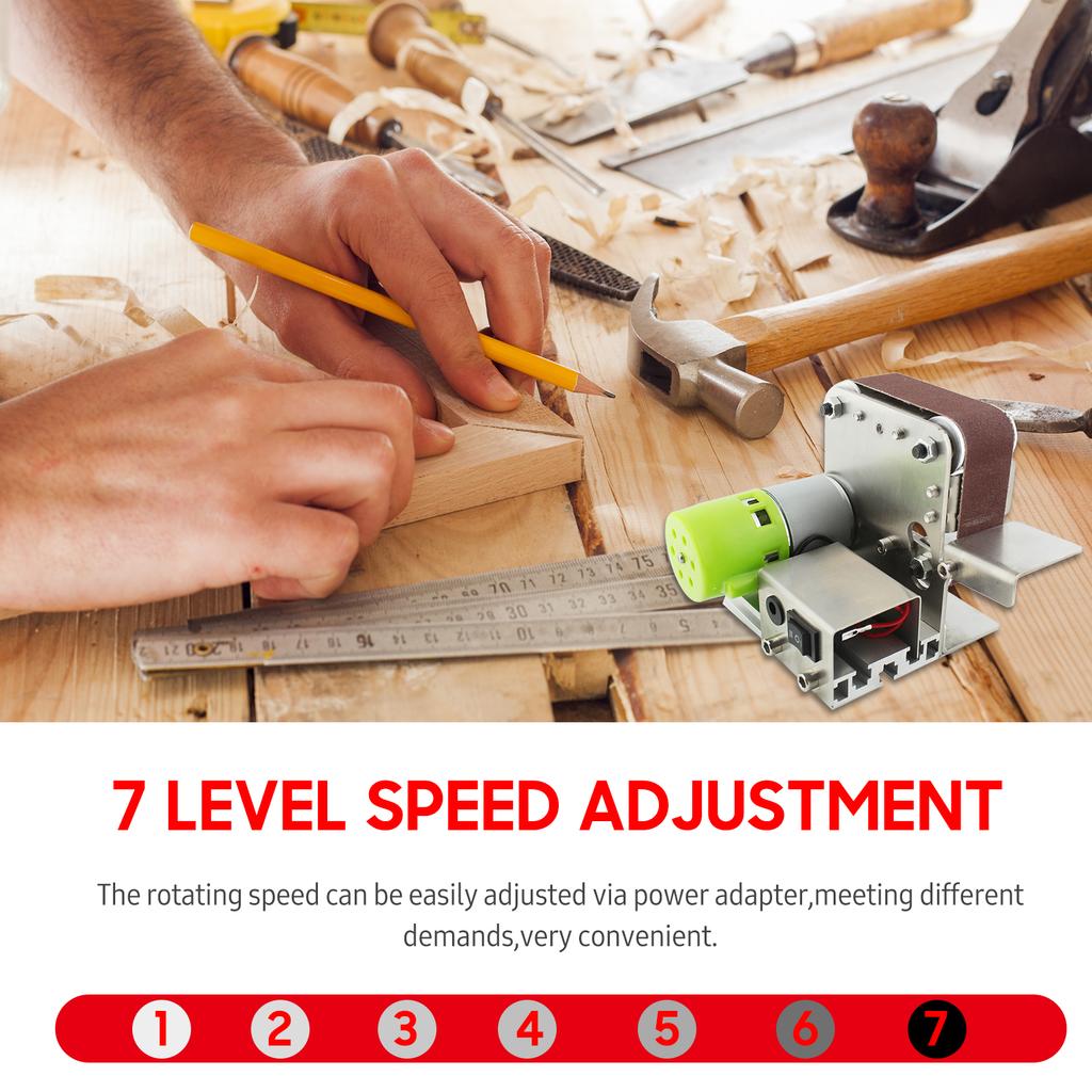 Belt Sander Electric Sanding Polishing Grinding Machine 7   Speed with 10 Sanding Belts for Polishing Wood Acrylic Metal