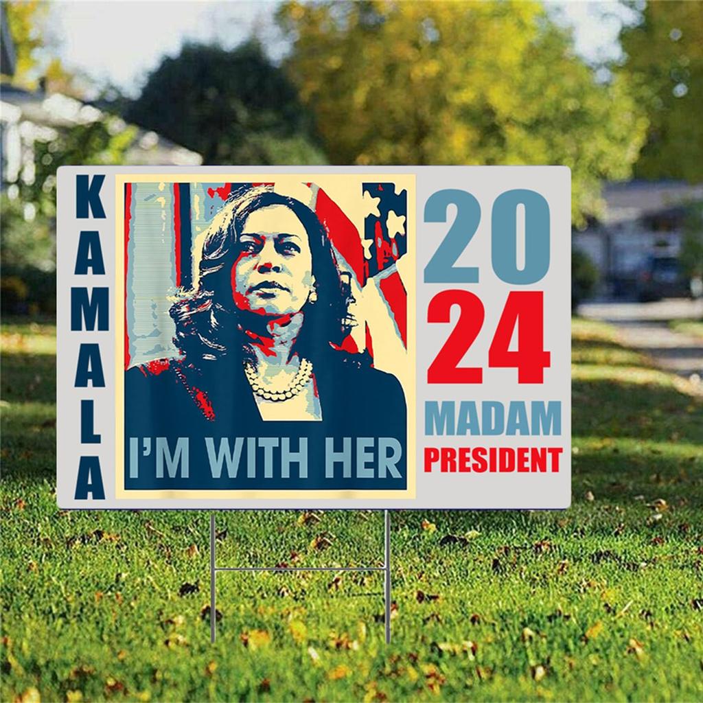 2024 H-Kazıklı Bahçe İşaretleri - Çift Taraflı 18x12 İnç, Plakalar İşaretler İçin Oylandı Tetikleyici İşaretler Dekorasyon Açık Bahçe