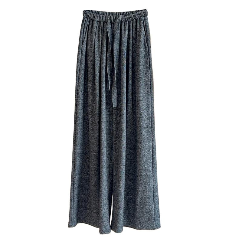 Lazy wind glutinous rice pants women's straight wide-leg pants autumn high waist loose hip covering and thin drape casual floor-mopping trousers